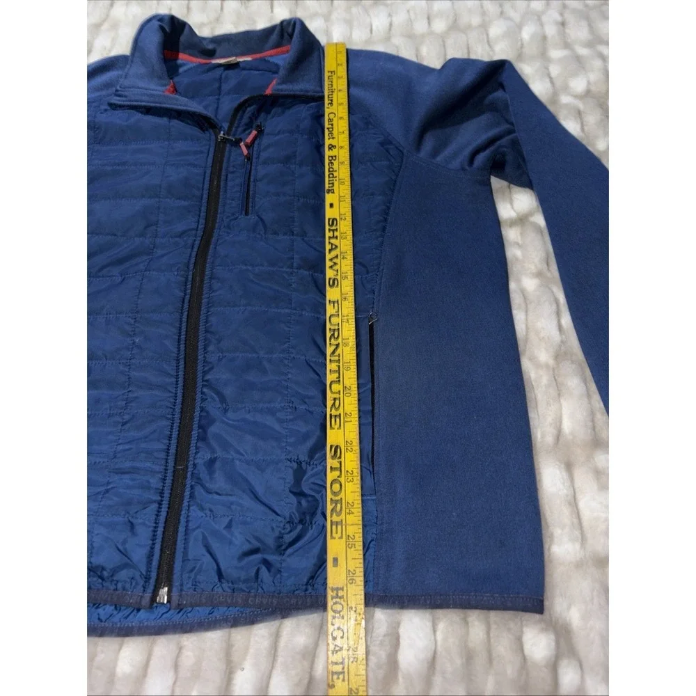 Orvis Jacket Mens XL Blue Hybrid Mixed Media Quilted Fleece Full Zip Puffer